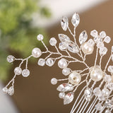 Bridal Wedding Hair Combs Silver Rhinestones Pearls