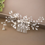 Bridal Wedding Hair Combs Silver Rhinestones Pearls