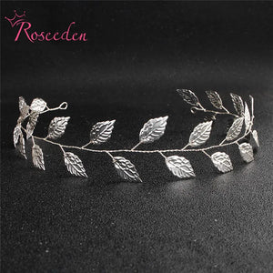Silver Leaf Shape Bridal Hair Vine Wedding Headpiece