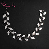 Silver Leaf Shape Bridal Hair Vine Wedding Headpiece