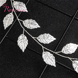 Silver Leaf Shape Bridal Hair Vine Wedding Headpiece