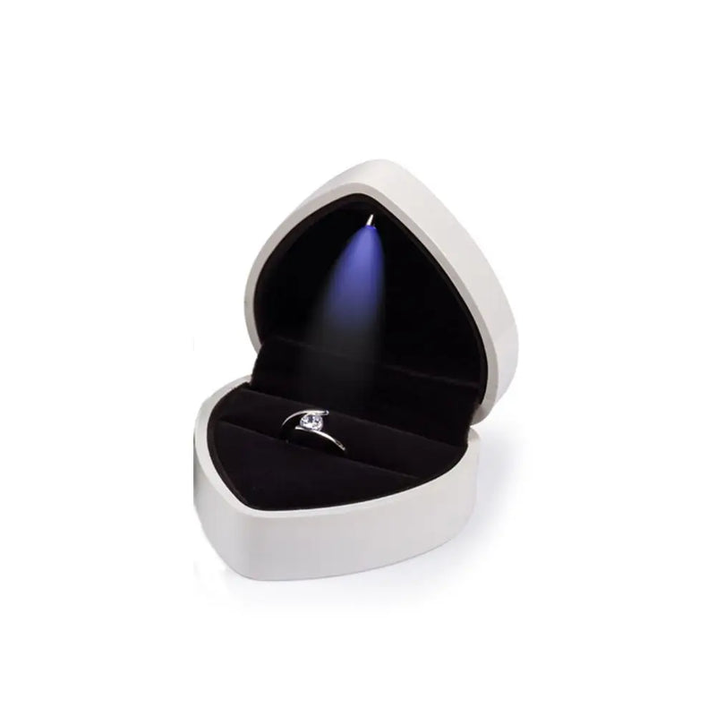 Heart Shaped LED Ring Organizer Case Jewelry Holder Box
