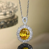 High-end Diamond Necklace Aquamarine S925 Sterling Silver Pendant