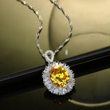 High-end Diamond Necklace Citrine S925 Sterling Silver Pendant