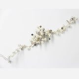 Freshwater Pearl Rhinestone Bridal Bracelet Floral Charm Cuff
