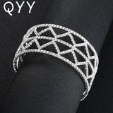Bridal Rhinestone Bracelet Women Crystal Silver Wide Bangles