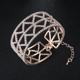 Bridal Rhinestone Bracelet Women Crystal Silver Wide Bangles