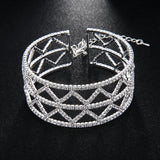 Bridal Rhinestone Bracelet Women Crystal Silver Wide Bangles