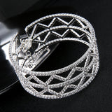 Bridal Rhinestone Bracelet Women Crystal Silver Wide Bangles