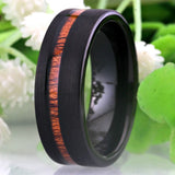 Wood Inlay Tungsten Wedding Engagement Ring for Men Women