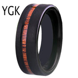 Wood Inlay Tungsten Wedding Engagement Ring for Men Women