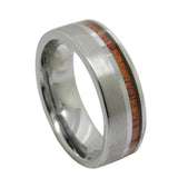 Wood Inlay Tungsten Wedding Engagement Ring for Men Women
