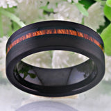 Wood Inlay Tungsten Wedding Engagement Ring for Men Women