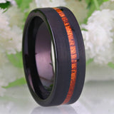 Wood Inlay Tungsten Wedding Engagement Ring for Men Women