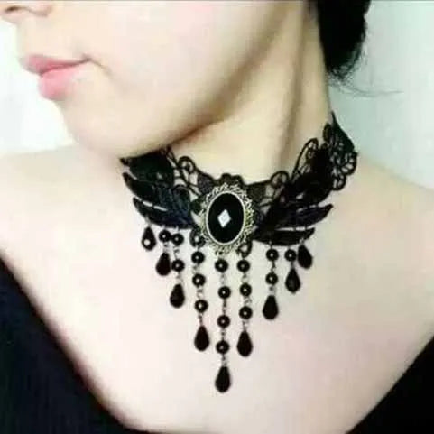 Wedding Lace Choker Necklaces Vintage Black Lace Choker Necklace