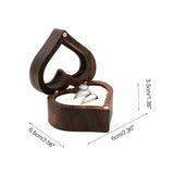 Wedding Love Ring Box Walnut Pair Ring Storage Heart-shaped Wooden Box