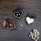 Heart-shaped Walnut Wedding Ring Box Jewelry Storage