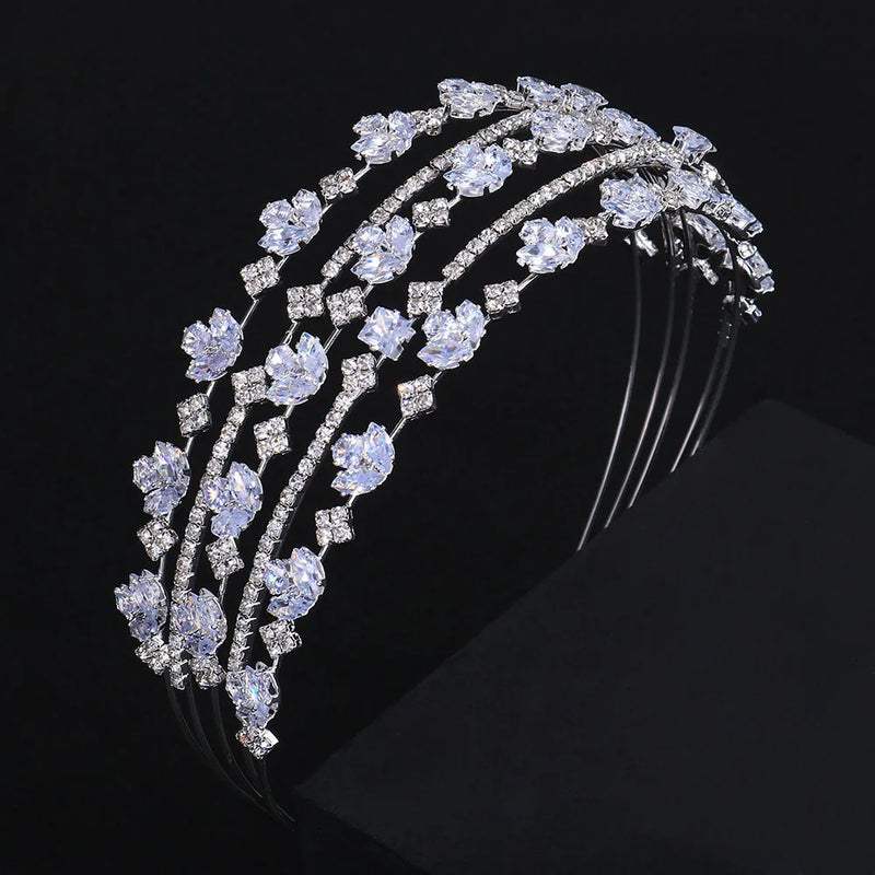 Wedding Zircon Crystal Tiara Headdress Bride Hair Band