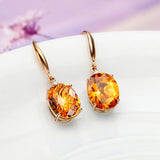 Natural Citrine Drop Earrings 14K Yellow Delicate Fine Jewelry