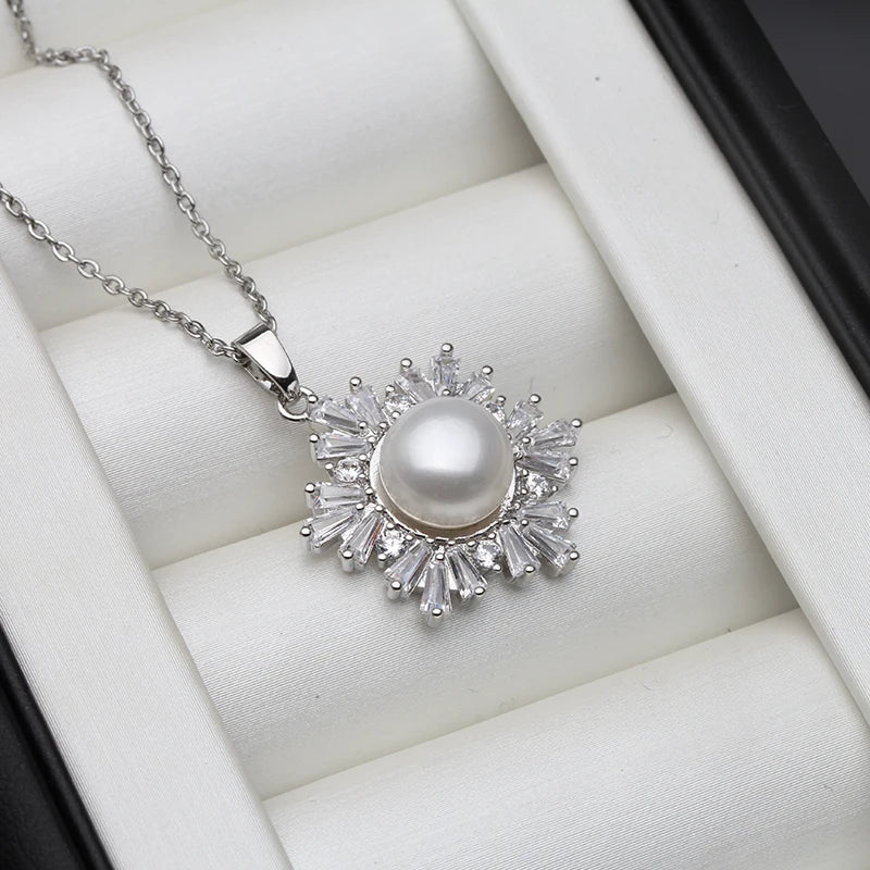 Natural Pearl Pendant Sterling Silver Necklace