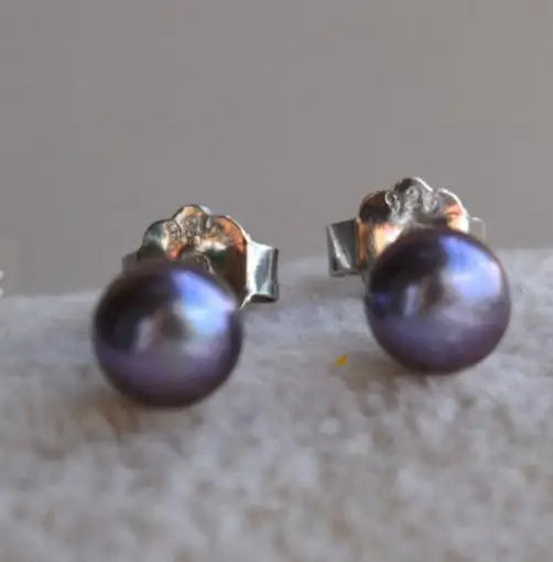 Peacock Freshwater Pearl Stud Earrings, 925 Silver, Wedding Party Gift