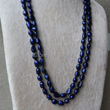 Navy Pearl Necklace 50 Inches Long 8x11mm Freshwater Pearls