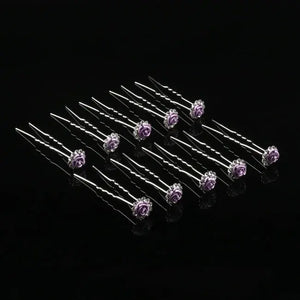Crystal Rhinestone Rose Flower Hairpins Set for Bridal Party