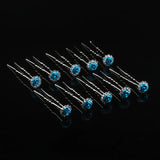 Crystal Rhinestone Rose Flower Hairpins Set for Bridal Party