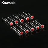 Crystal Rhinestone Rose Flower Hairpins Set for Bridal Party