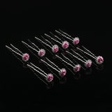 Crystal Rhinestone Rose Flower Hairpins Set for Bridal Party