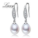 Wedding Pearl Drop Earrings, Sterling Silver Fine Jewelry