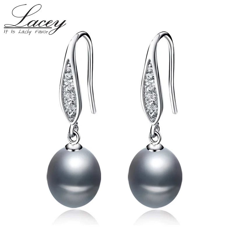 Wedding Pearl Drop Earrings, Sterling Silver Fine Jewelry
