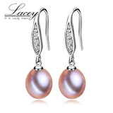 Wedding Pearl Drop Earrings, Sterling Silver Fine Jewelry