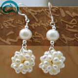 Freshwater Pearl Dangle Earrings Silver for Wedding Birthday