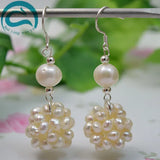 Freshwater Pearl Dangle Earrings Silver for Wedding Birthday