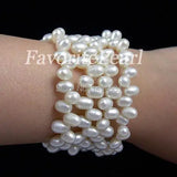 Freshwater Pearl Wrap Bracelet - Triple Row 7-8 Inches