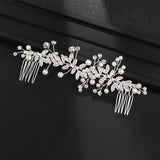 Pearl Leaf Crystal Hair Comb Headband Tiara Bride Wedding Hair Accessories