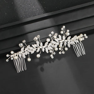 Pearl Leaf Crystal Hair Comb Headband Tiara Bride Wedding Hair Accessories
