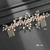 Pearl Leaf Crystal Hair Comb Headband Tiara Bride Wedding Hair Accessories