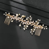 Pearl Leaf Crystal Hair Comb Headband Tiara Bride Wedding Hair Accessories