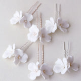 Ceramic Floral Bridal Hair Clips Freshwater Pearls Silver Women Bobby Pin