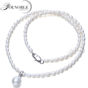 Real Freshwater Small Pearl Necklace for Women,Classic Natural Pearl Pendant