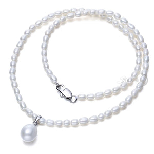 Real Freshwater Small Pearl Necklace for Women,Classic Natural Pearl Pendant