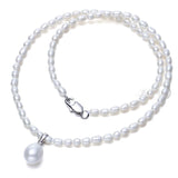 Real Freshwater Small Pearl Necklace for Women,Classic Natural Pearl Pendant