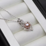 Natural Freshwater Heart Pearl Necklace 925 Sterling Silver Pendant