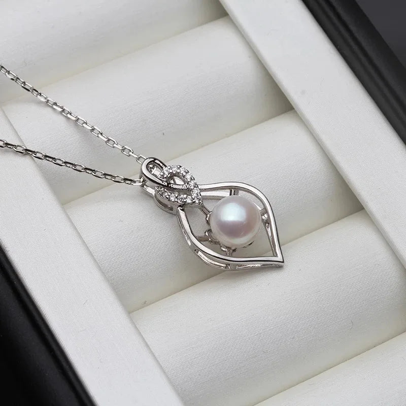 Natural Freshwater Heart Pearl Necklace 925 Sterling Silver Pendant