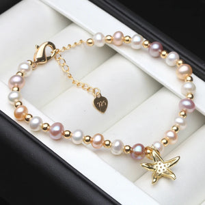Wedding Real Starfish Freshwater Pearl Bracelet Women Party Gift