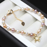 Wedding Real Starfish Freshwater Pearl Bracelet Women Party Gift