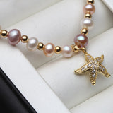 Wedding Real Starfish Freshwater Pearl Bracelet Women Party Gift