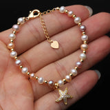 Wedding Real Starfish Freshwater Pearl Bracelet Women Party Gift